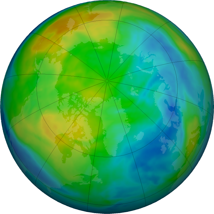 Arctic ozone map for 03 December 2017